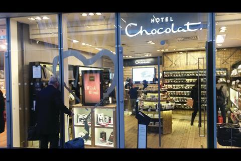 Hotel Chocolat has gone to town for Valentine’s Day, with a double-sided digital screen in the window.